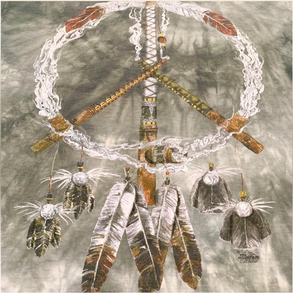 Vtg 1997 The Mountain Peace Pipe Dreamcatcher Tie Dye Tee XL 24.5x29.75 - Picture 6 of 6